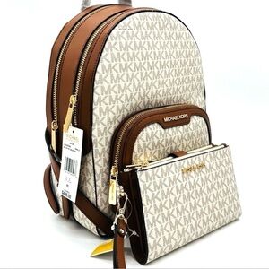 Michael Kors Medium Jaycee Zip Packet Backpack & Double Zip Wallet Wristlet